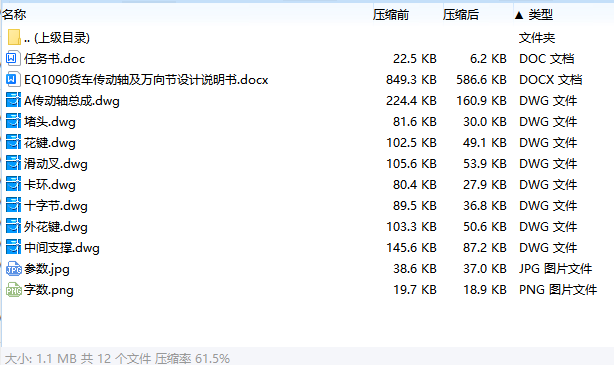 EQ1090货车传动轴及万向节设计含8张CAD图