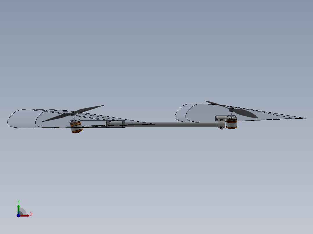 solidworks tricopter飞机原型前视图