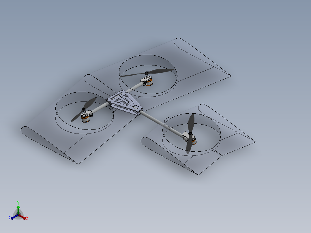 solidworks tricopter飞机原型正等轴测图