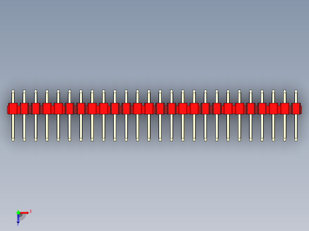 彩色公头100mil（2.54mm）系列-DS1021_red_3x26p_100mil_Type1_rev1.0俯视图