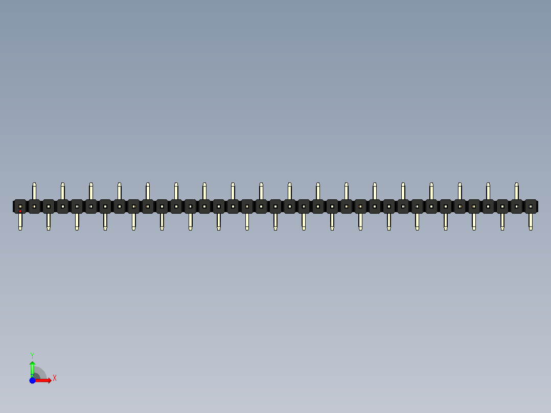 彩色公排针 100mil 2.54mm 系列-DS1022_black_37p_100mil_Type_SMT_R2_rev1.0前视图