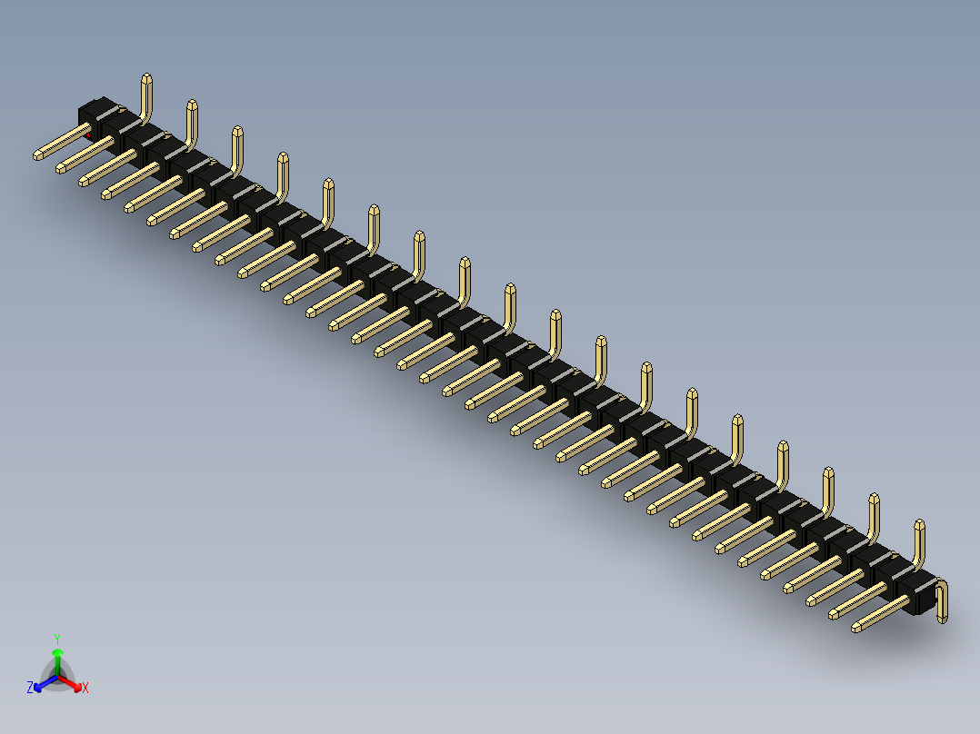 彩色公排针 100mil 2.54mm 系列-DS1022_black_37p_100mil_Type_SMT_R2_rev1.0正等轴测图