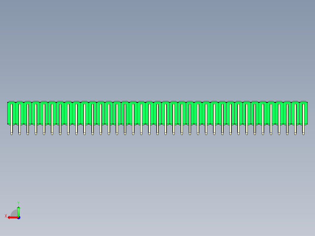 彩色公排针 100mil 2.54mm 系列-DS1022_green_3x37p_100mil_TypeD_rev1.0后视图