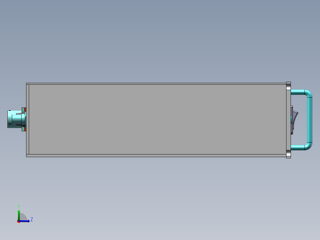 标准2U铝铣机箱左视图
