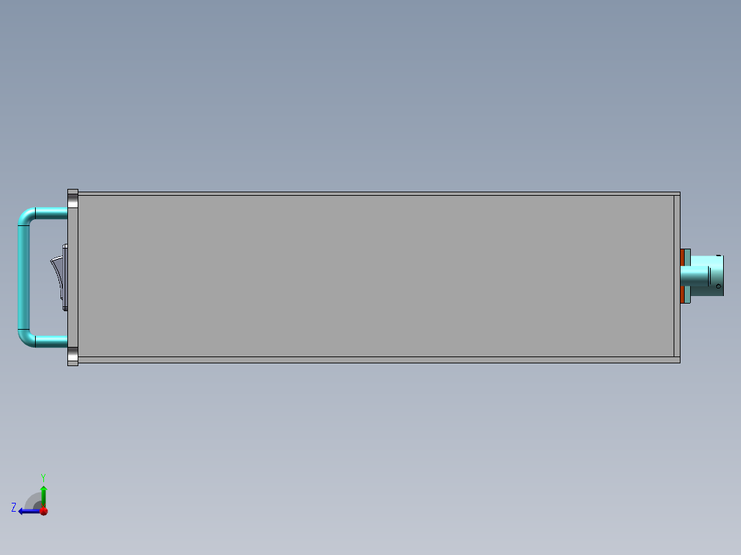 标准2U铝铣机箱右视图