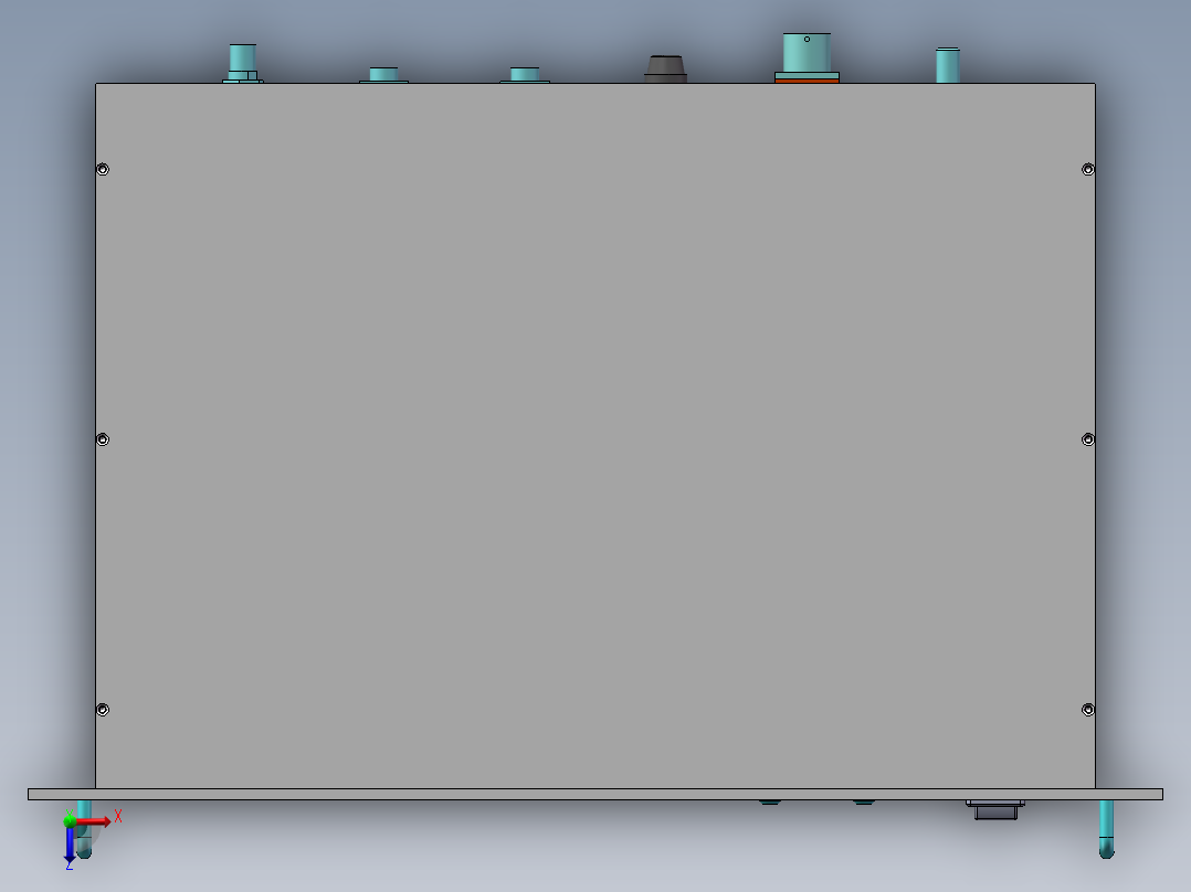 标准2U铝铣机箱俯视图