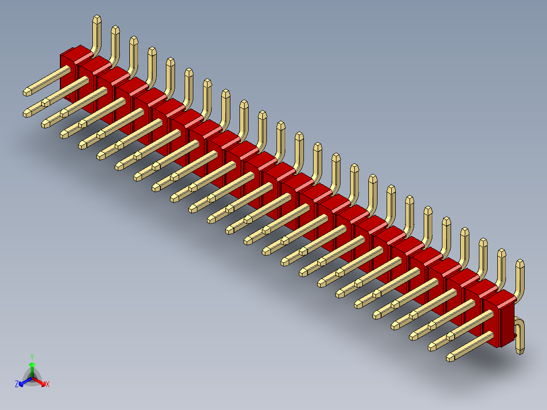 彩色公排针 100mil 2.54mm 系列-DS1022_red_48p_100mil_TypeSMT_rev1.0正等轴测图