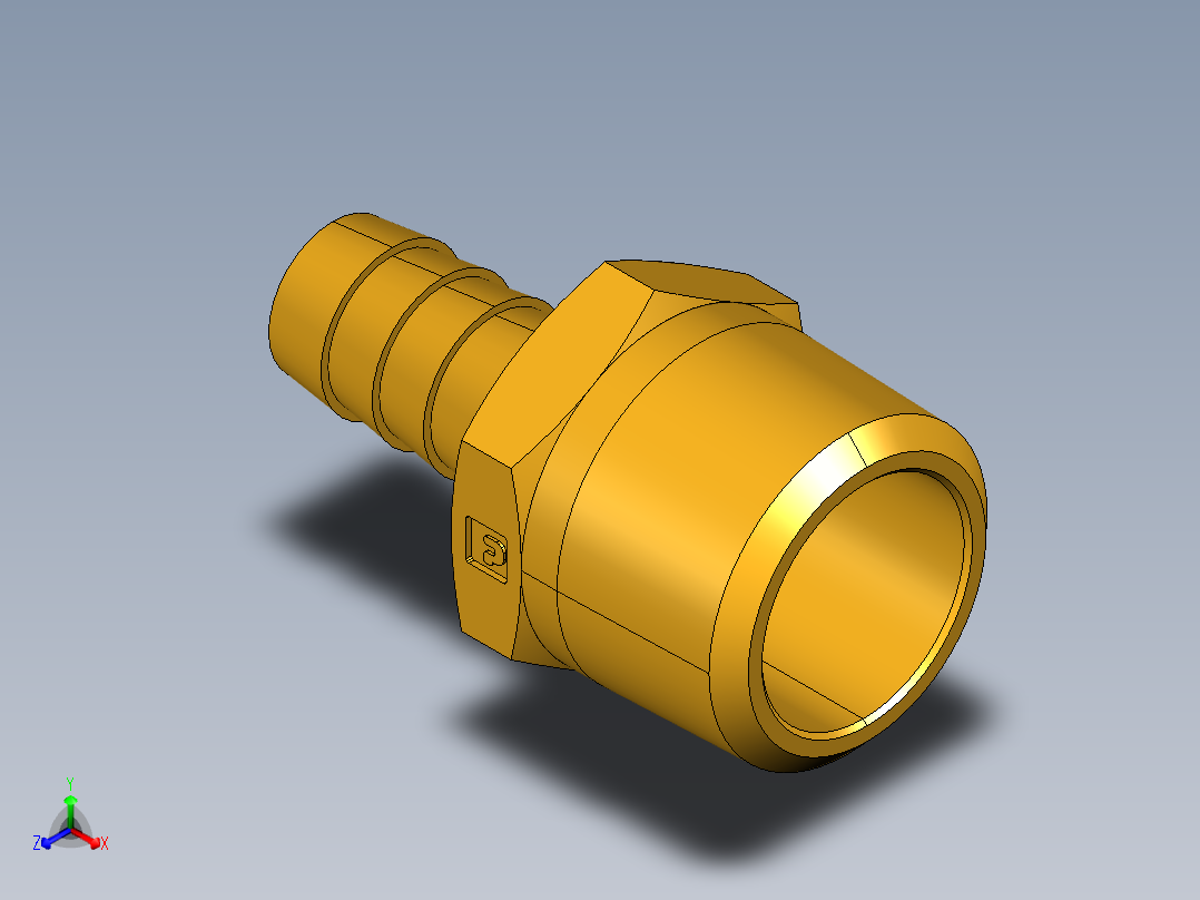 倒齿式工业管接头Hose Barb to Male Pipe 125HBL-8-12正等轴测图