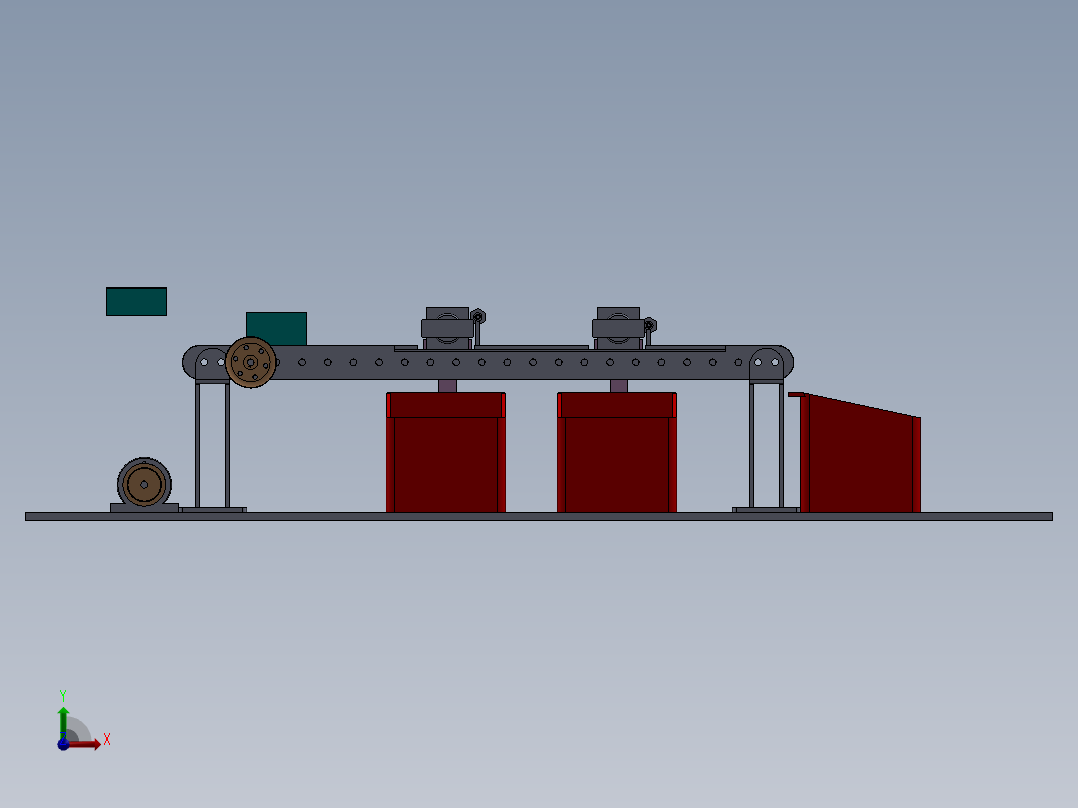 Product Sorting Conveyor产品分拣输送机3D数模图纸 Solidworks设计前视图