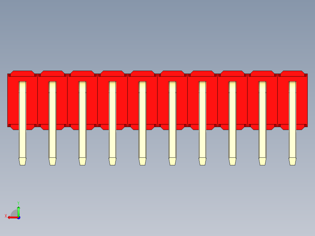 彩色公排针 100mil 2.54mm 系列-DS1022_red_2x10p_100mil_TypeD_rev1.0后视图