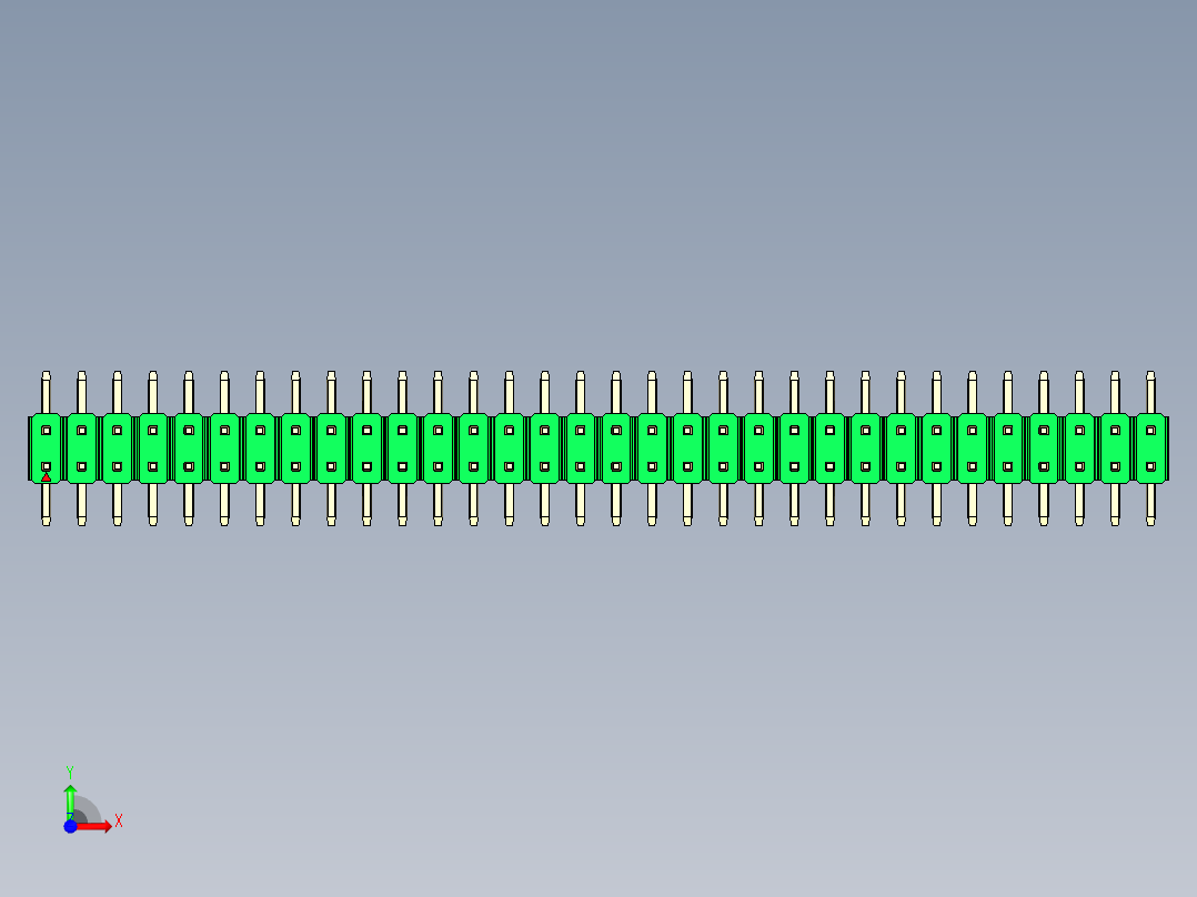 彩色公排针 100mil 2.54mm 系列-DS1022_green_64p_100mil_TypeSMT_rev1.0前视图