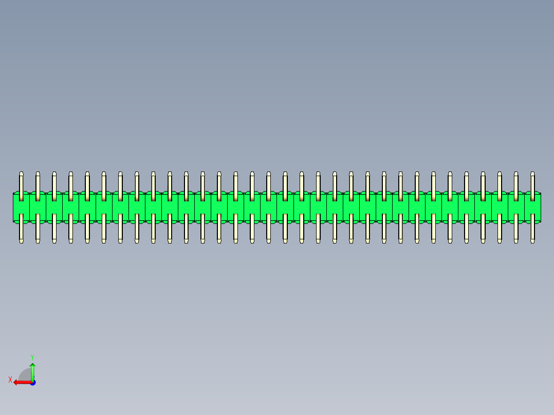 彩色公排针 100mil 2.54mm 系列-DS1022_green_64p_100mil_TypeSMT_rev1.0后视图