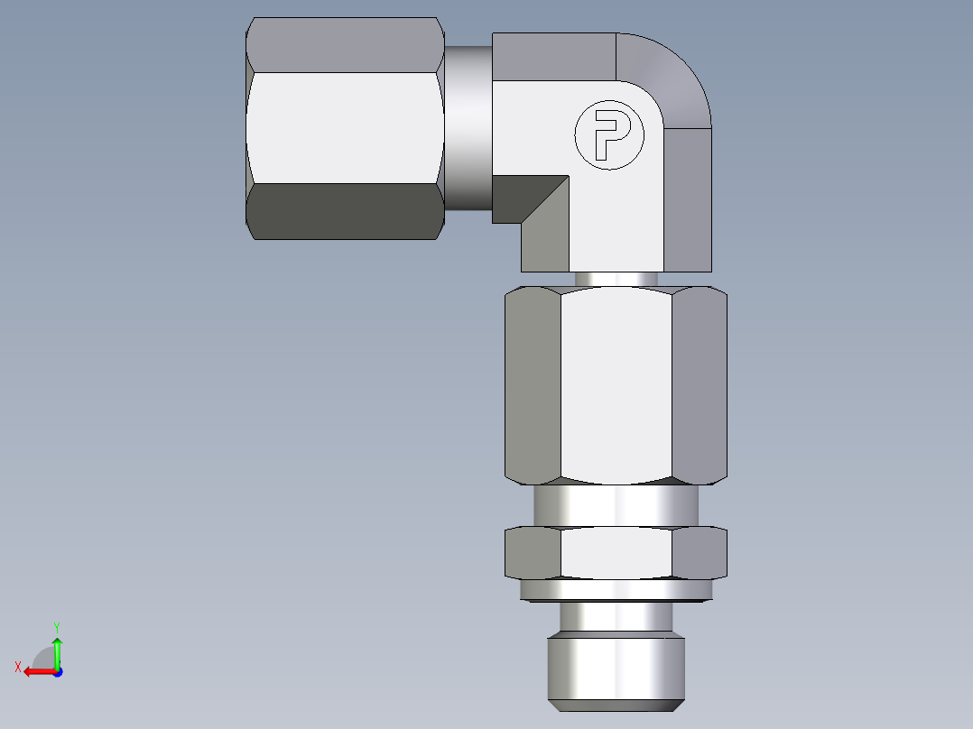卡套式工业通用硬管接头EO_Assembled_adjustable_standpipe_elbow_EVW06LM71后视图