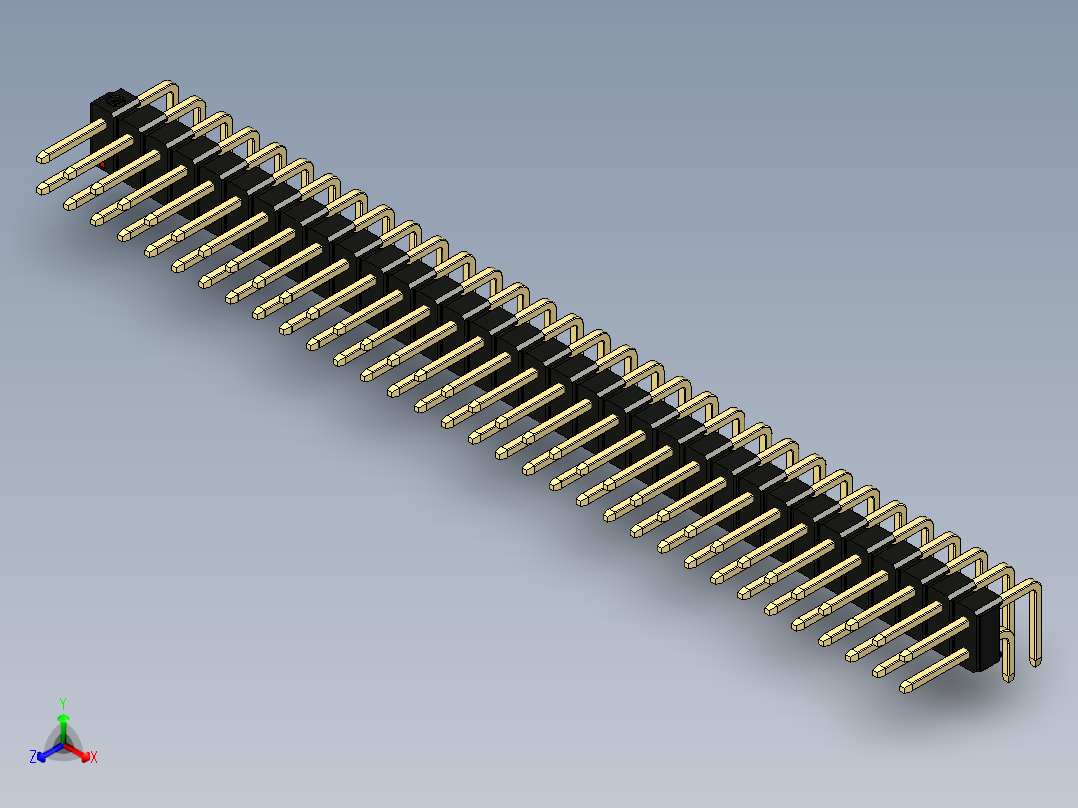 彩色公排针 100mil 2.54mm 系列-DS1022_black_2x33p_100mil_TypeD_rev1.0正等轴测图