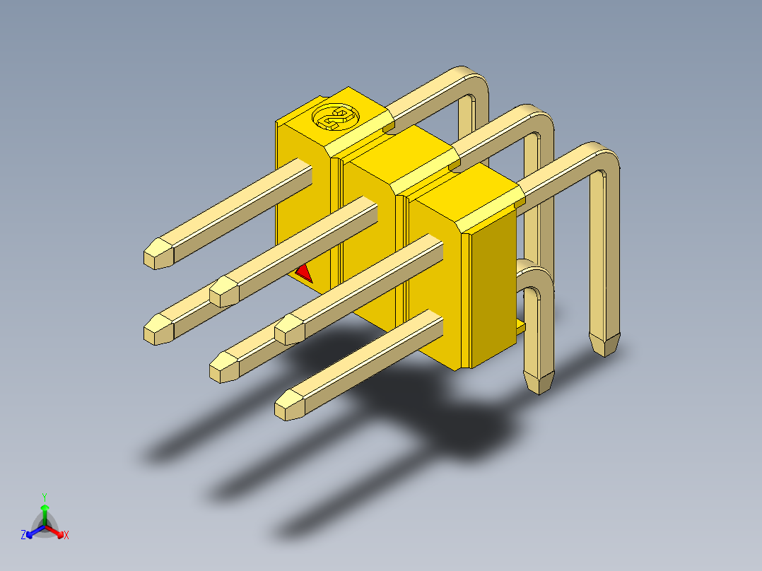 彩色公排针 100mil 2.54mm 系列-DS1022_yellow_2x03p_100mil_TypeD_rev1.0