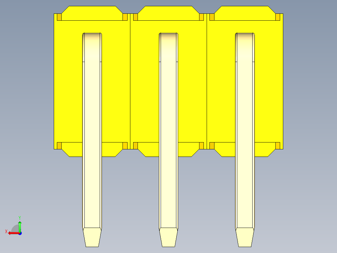 彩色公排针 100mil 2.54mm 系列-DS1022_yellow_2x03p_100mil_TypeD_rev1.0后视图