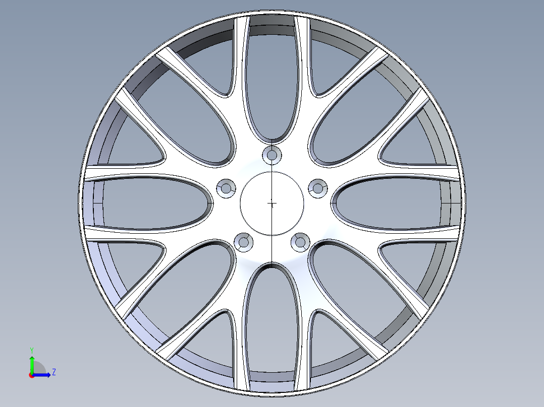 BMW轮辋3D图纸 SolidWorks2015设计左视图