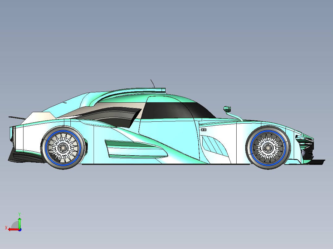 09-TBO Le Mans 24H跑车模型3D图纸 STEP格式后视图