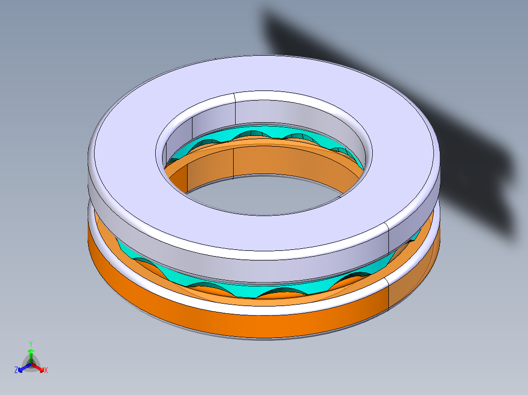 平面推力球轴承51206正等轴测图