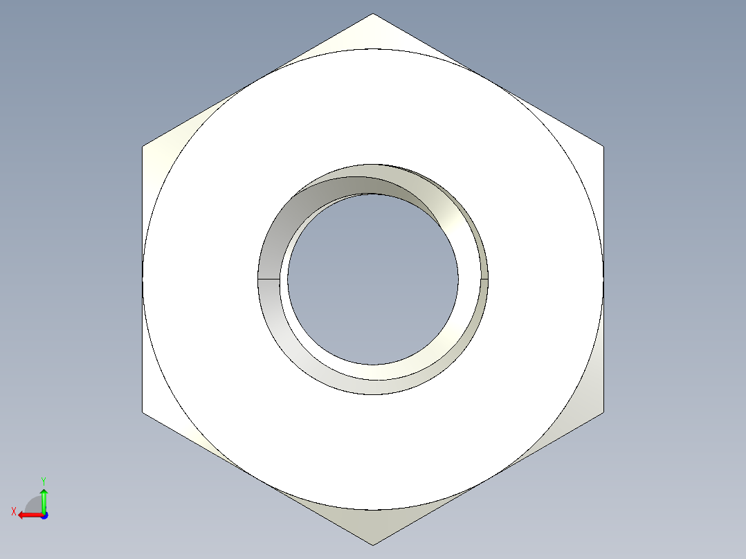 M2 x 0.4mm Thread HEX NUT.IGS后视图