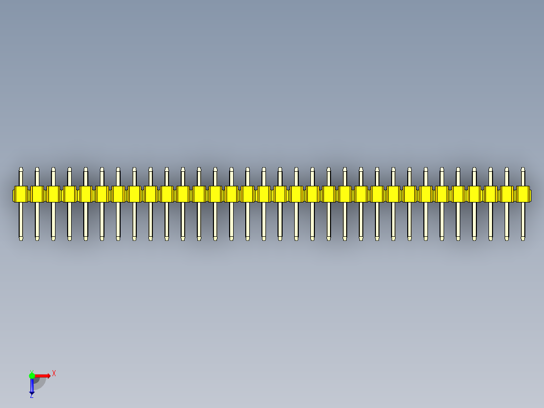 彩色公头100mil（2.54mm）系列-DS1021_yellow_2x32p_100mil_Type1_rev1.0俯视图