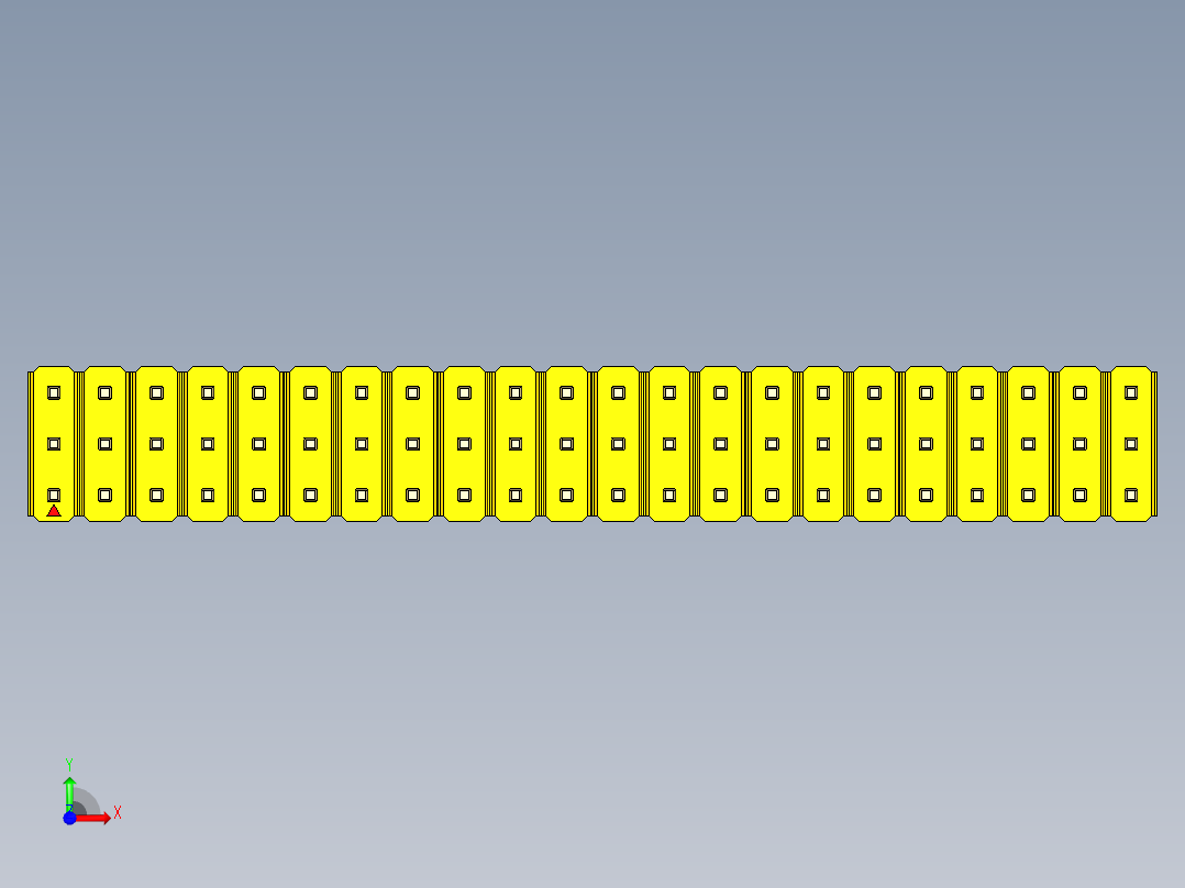 彩色公头100mil（2.54mm）系列-DS1021_yellow_3x22p_100mil_Type19_rev1.0前视图