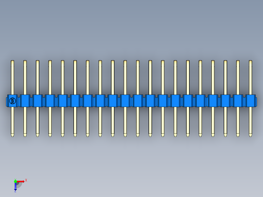 彩色公排针 100mil 2.54mm 系列-DS1022_blue_3x20p_100mil_TypeD_rev1.0俯视图