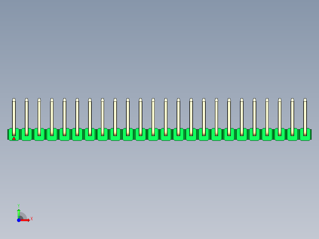 彩色公排针 100mil 2.54mm 系列-DS1022_green_24p_100mil_TypeU_rev1.0前视图