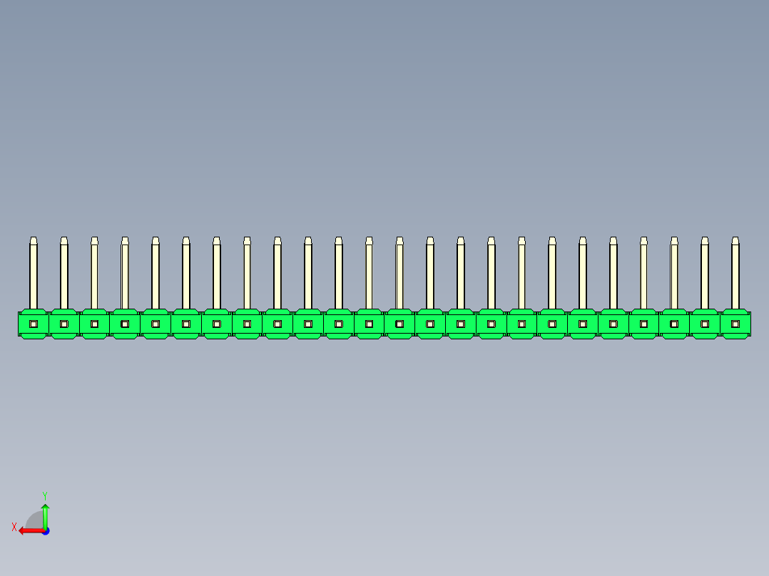 彩色公排针 100mil 2.54mm 系列-DS1022_green_24p_100mil_TypeU_rev1.0后视图