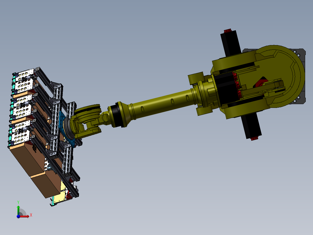 机器人夹取夹爪3d图纸 铝型材气缸夹爪SW设计 码垛机械夹爪3d模型前视图