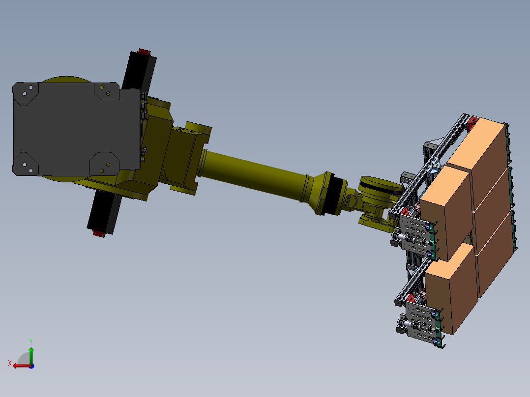 机器人夹取夹爪3d图纸 铝型材气缸夹爪SW设计 码垛机械夹爪3d模型后视图