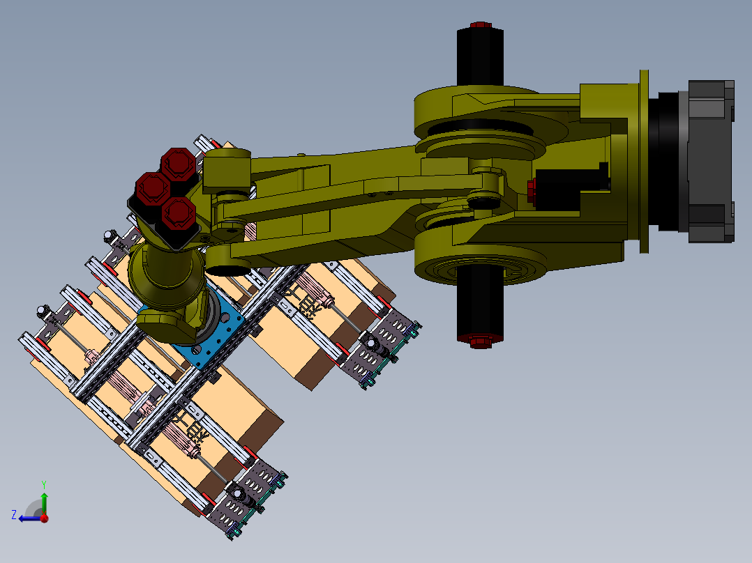 机器人夹取夹爪3d图纸 铝型材气缸夹爪SW设计 码垛机械夹爪3d模型右视图