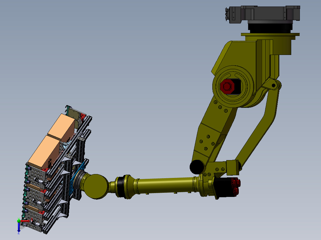 机器人夹取夹爪3d图纸 铝型材气缸夹爪SW设计 码垛机械夹爪3d模型俯视图