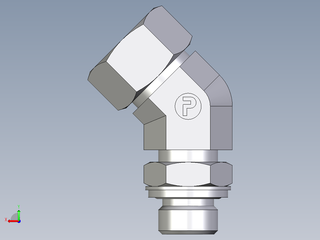 卡套式工业通用硬管接头EO_Adjustable_locknut_45_deg_elbow_VEE18LRCF后视图