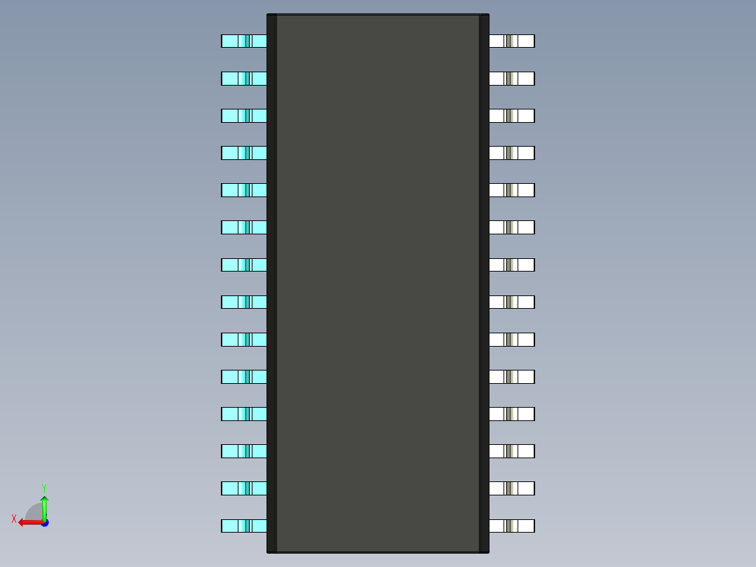 元器件3D封装SOIC28W48后视图