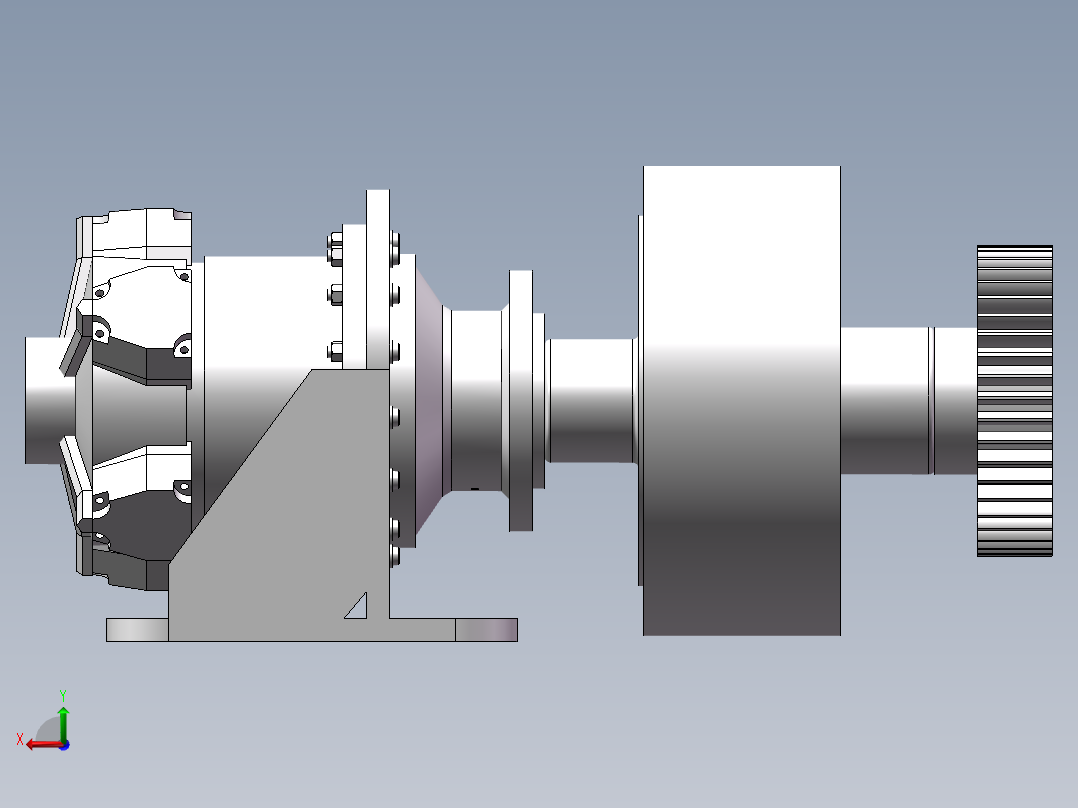 电机联轴器齿轮传动机构后视图