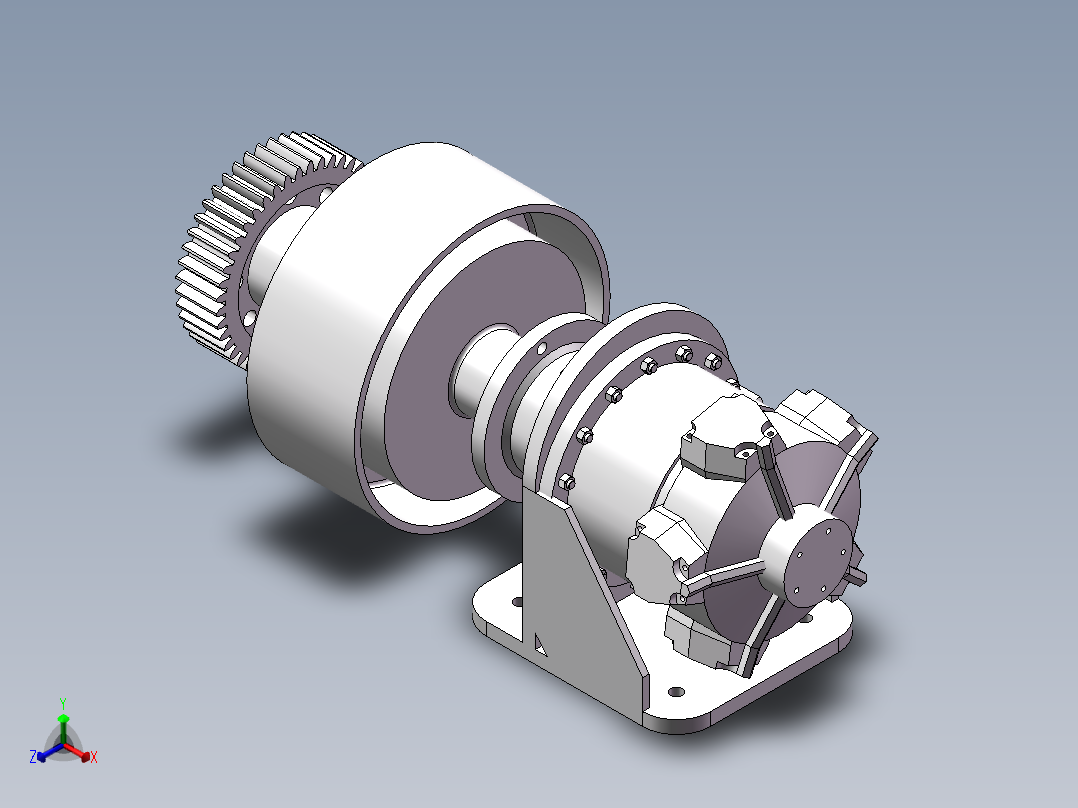 电机联轴器齿轮传动机构正等轴测图