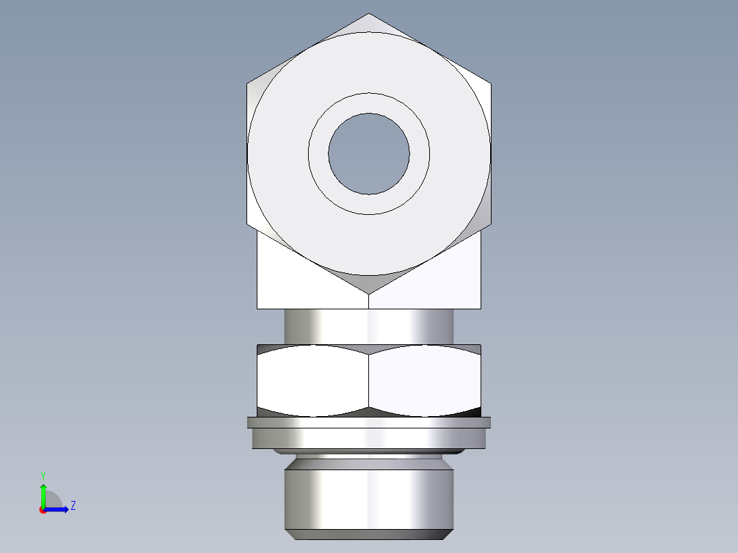 卡套式工业通用硬管接头EO_Adjustable_locknut_branch_tee_TEE12SRCF左视图