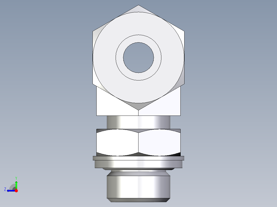 卡套式工业通用硬管接头EO_Adjustable_locknut_branch_tee_TEE12SRCF右视图
