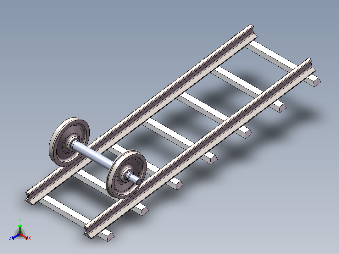 火车轨道正等轴测图