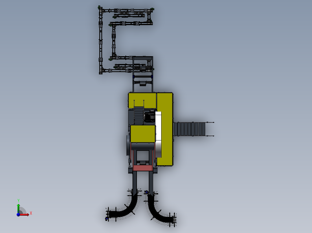 砂石筛选上料传料自动生产线设计sw17可编辑前视图