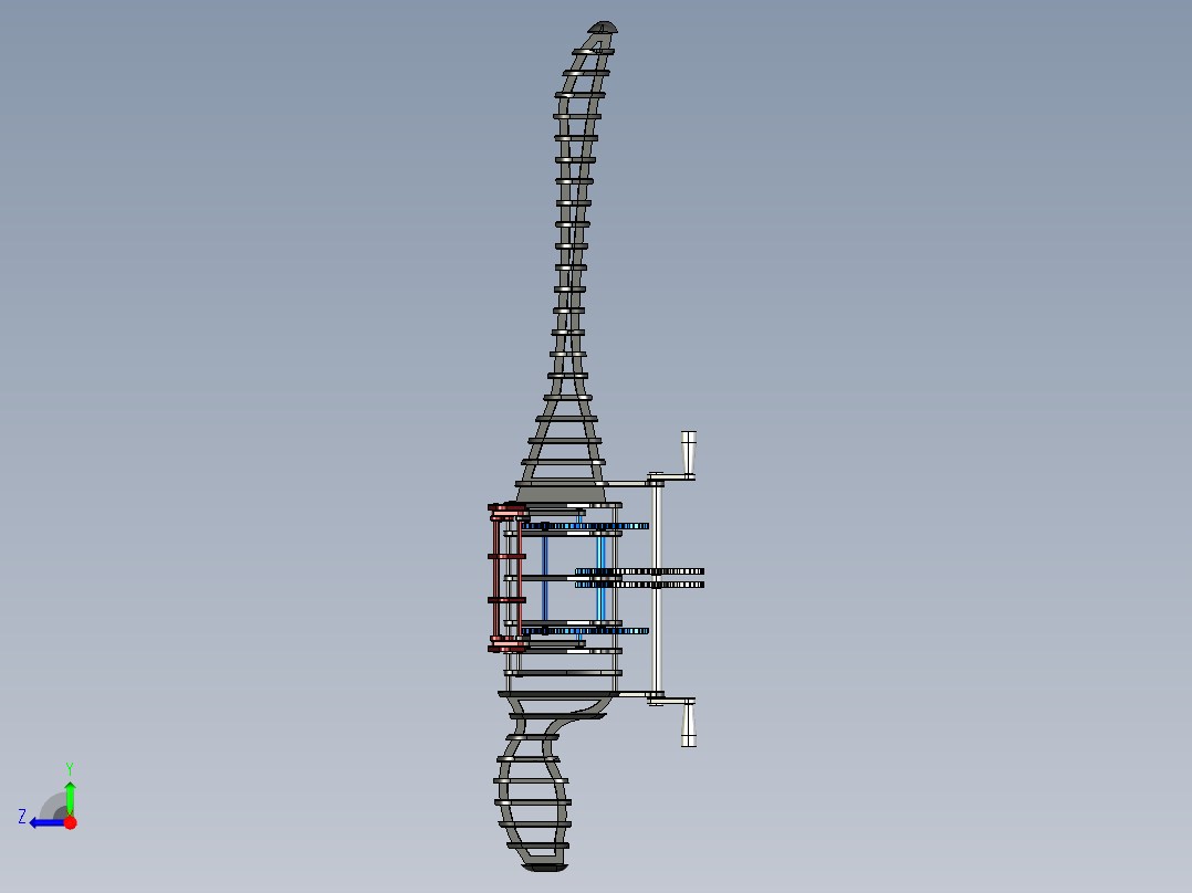 扑翼机械飞鸟机构三维建模图纸 STP x_b等格式右视图