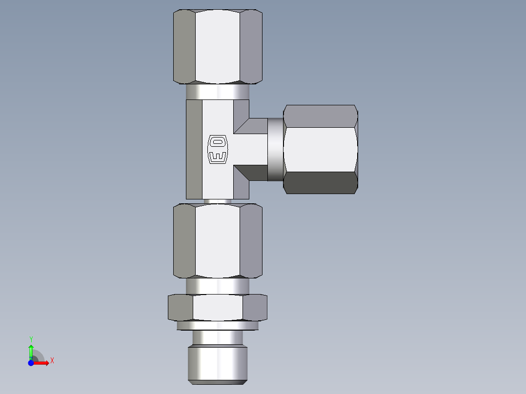 卡套式工业通用硬管接头EO_Assembled_adjustable_standpipe_run_tee_EVL06SR71前视图