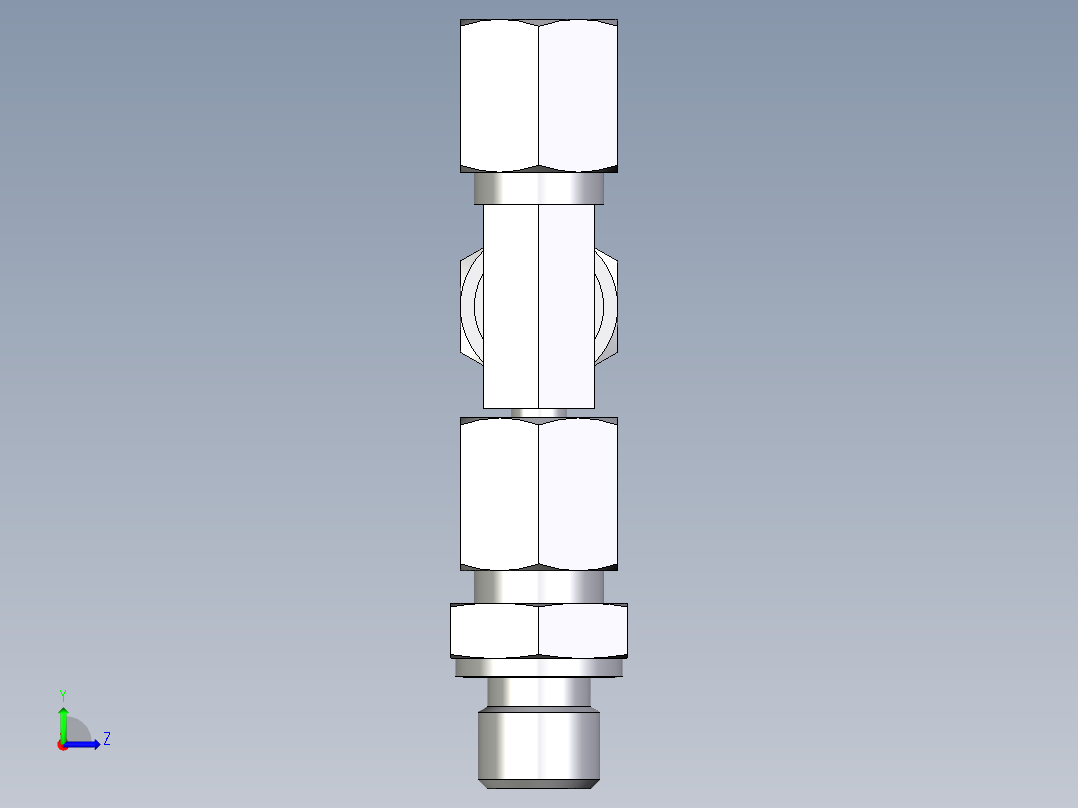 卡套式工业通用硬管接头EO_Assembled_adjustable_standpipe_run_tee_EVL06SR71左视图