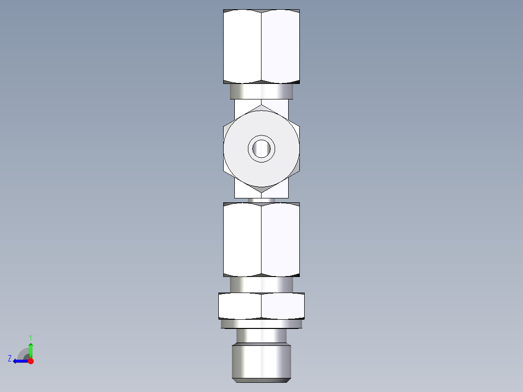 卡套式工业通用硬管接头EO_Assembled_adjustable_standpipe_run_tee_EVL06SR71右视图