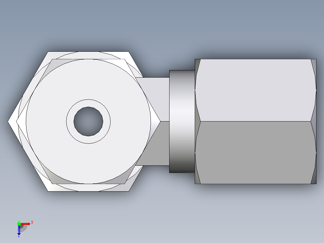 卡套式工业通用硬管接头EO_Assembled_adjustable_standpipe_run_tee_EVL06SR71俯视图