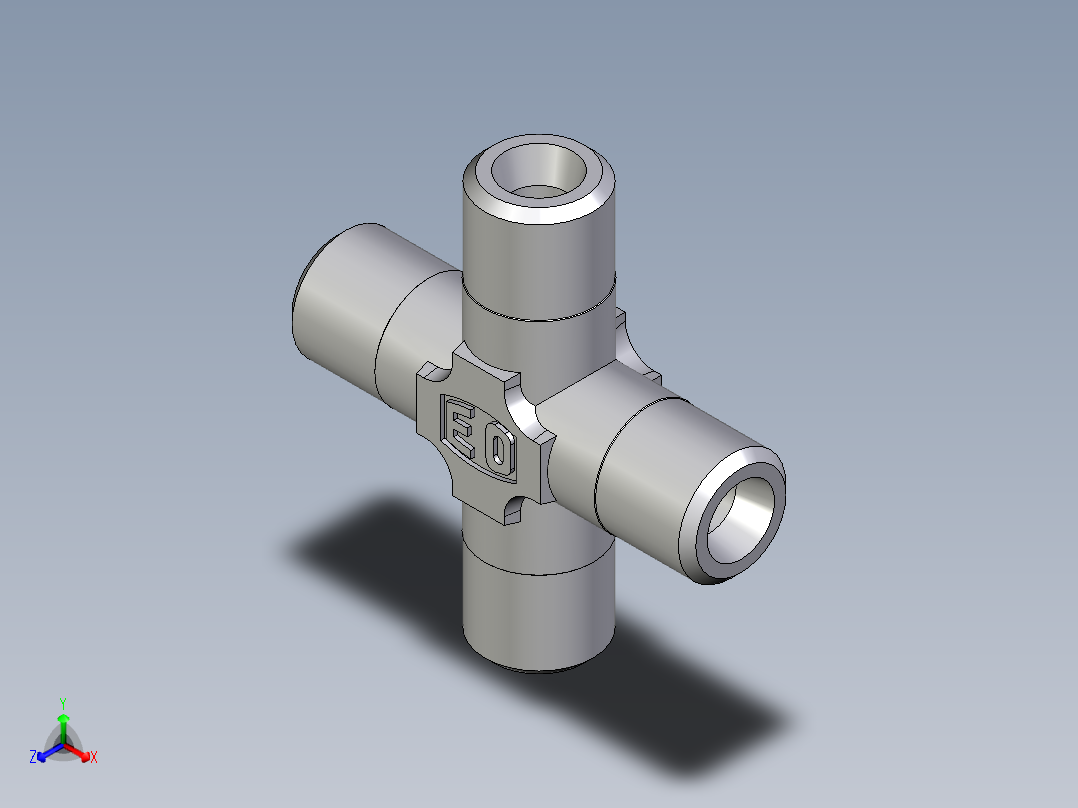 卡套式工业通用硬管接头EO_Union_cross_K04LLCFX正等轴测图