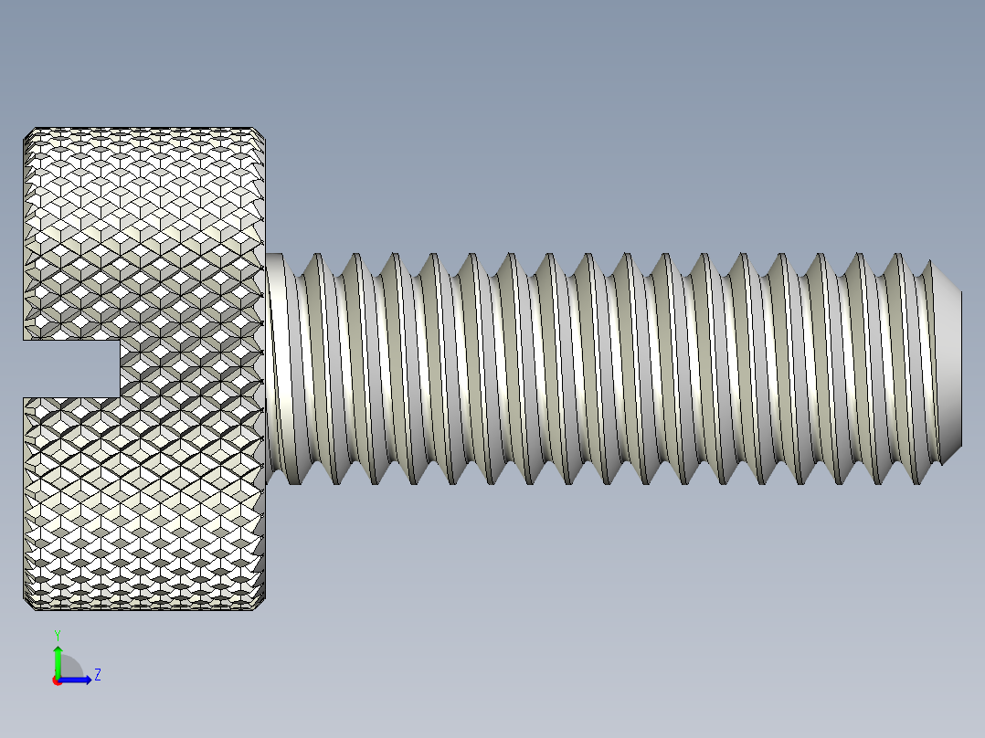 开槽滚花螺钉-M6 x 18mm左视图