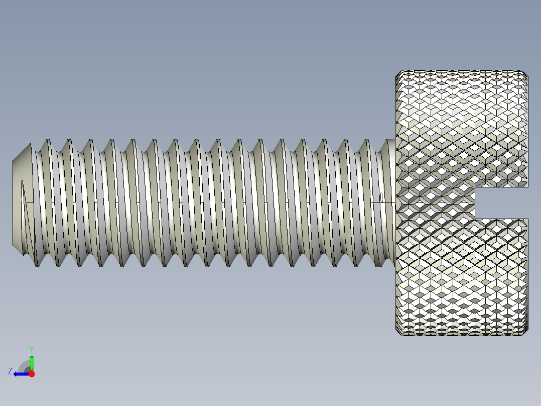 开槽滚花螺钉-M6 x 18mm右视图