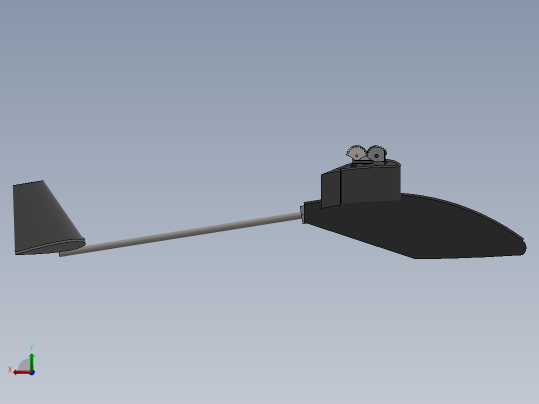 固定翼垂直起降小无人机3D数模图纸 Solidworks设计后视图